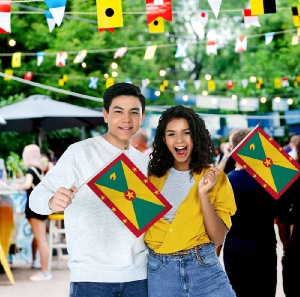 Grenada 12" x 18" Stick Flags – Perfect for Events – Sold by the Dozen - New